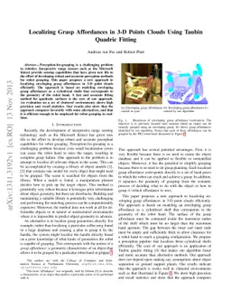 Localizing Grasp Affordances in 3-D Points Clouds Using Taubin Quadric
  Fitting