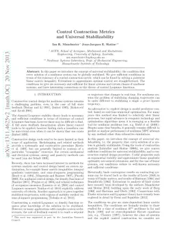 Control Contraction Metrics and Universal Stabilizability