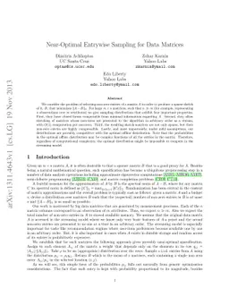 Near-Optimal Entrywise Sampling for Data Matrices