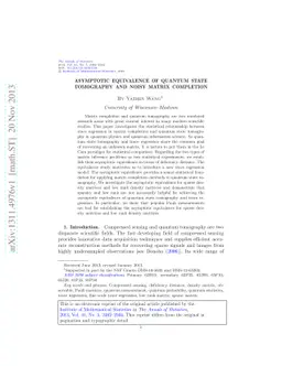 Asymptotic equivalence of quantum state tomography and noisy matrix
  completion
