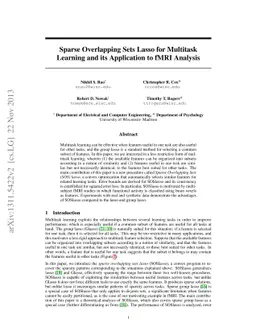 Sparse Overlapping Sets Lasso for Multitask Learning and its Application
  to fMRI Analysis
