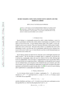 Secret Sharing using Non-Commutative Groups and the Shortlex Order