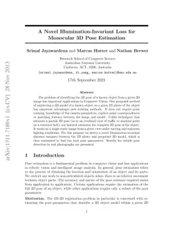 A Novel Illumination-Invariant Loss for Monocular 3D Pose Estimation