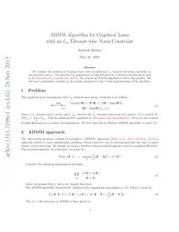 ADMM Algorithm for Graphical Lasso with an $\ell_{\infty}$ Element-wise
  Norm Constraint