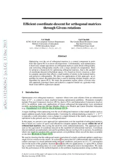 Efficient coordinate-descent for orthogonal matrices through Givens
  rotations