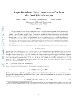 Simple Bounds for Noisy Linear Inverse Problems with Exact Side
  Information