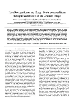 Face Recognition using Hough Peaks extracted from the significant blocks
  of the Gradient Image