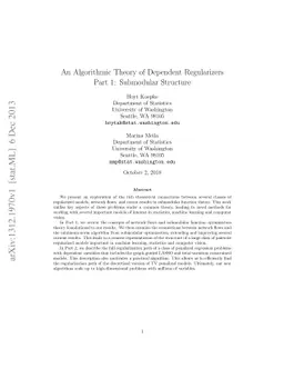 An Algorithmic Theory of Dependent Regularizers, Part 1: Submodular
  Structure