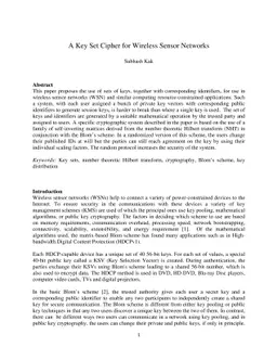 A Key Set Cipher for Wireless Sensor Networks