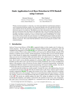 Static Application-Level Race Detection in STM Haskell using Contracts
