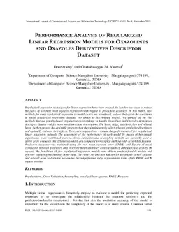 Performance Analysis Of Regularized Linear Regression Models For
  Oxazolines And Oxazoles Derivitive Descriptor Dataset