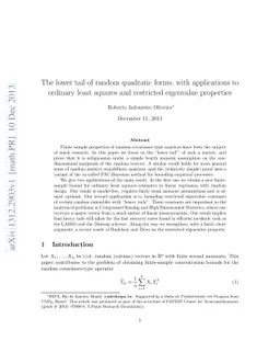 The lower tail of random quadratic forms, with applications to ordinary
  least squares and restricted eigenvalue properties