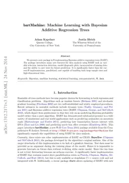 bartMachine: Machine Learning with Bayesian Additive Regression Trees