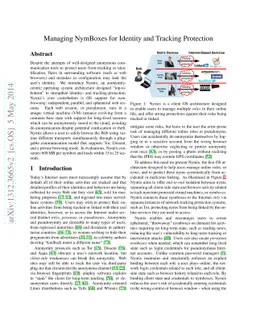 Managing NymBoxes for Identity and Tracking Protection