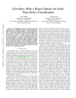 Classifiers With a Reject Option for Early Time-Series Classification
