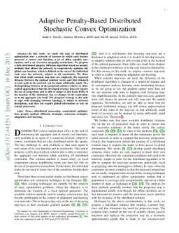 Adaptive Penalty-Based Distributed Stochastic Convex Optimization