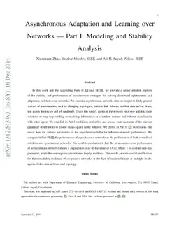 Asynchronous Adaptation and Learning over Networks --- Part I: Modeling
  and Stability Analysis