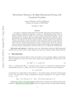 Hierarchical Testing in the High-Dimensional Setting with Correlated
  Variables