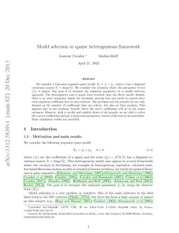 Model selection in a sparse heterogeneous framework