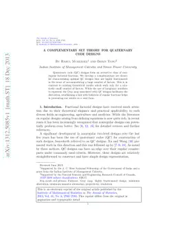 A complementary set theory for quaternary code designs