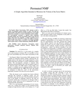 Permuted NMF: A Simple Algorithm Intended to Minimize the Volume of the
  Score Matrix