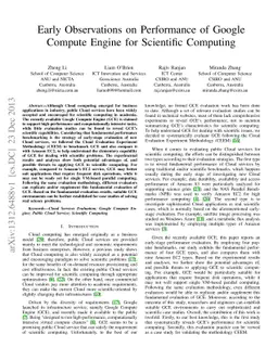 Early Observations on Performance of Google Compute Engine for
  Scientific Computing