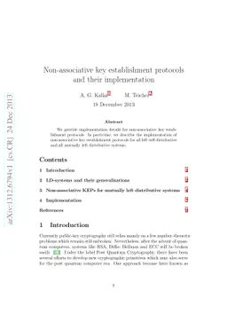 Non-associative key establishment protocols and their implementation