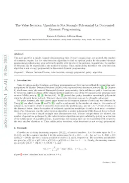 The Value Iteration Algorithm is Not Strongly Polynomial for Discounted
  Dynamic Programming