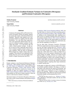 Stochastic Gradient Estimate Variance in Contrastive Divergence and
  Persistent Contrastive Divergence