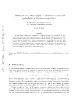 Distribution-free factor analysis - Estimation theory and applicability
  to high-dimensional data