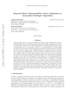 Response-Based Approachability and its Application to Generalized
  No-Regret Algorithms