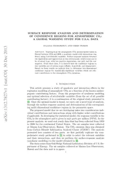 Surface response analysis and determination of confidence regions for
  atmospheric CO2: a global warming study for U.S.A. data