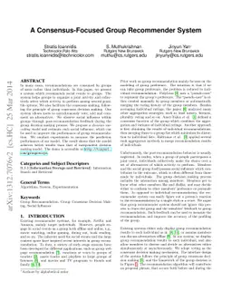 A Consensus-Focused Group Recommender System