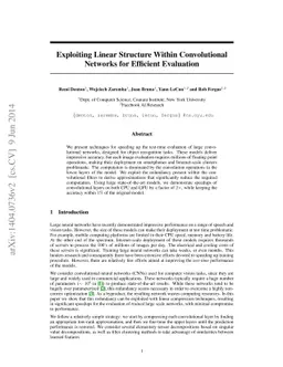Exploiting Linear Structure Within Convolutional Networks for Efficient
  Evaluation
