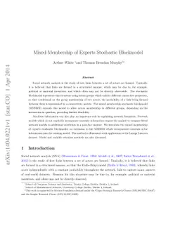 Mixed-Membership of Experts Stochastic Blockmodel