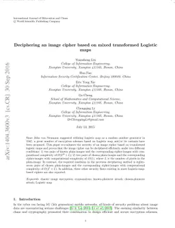 Deciphering a novel image cipher based on mixed transformed Logistic
  maps