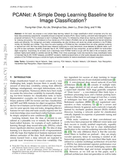 PCANet: A Simple Deep Learning Baseline for Image Classification?