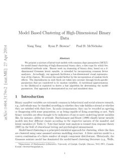 Model Based Clustering of High-Dimensional Binary Data