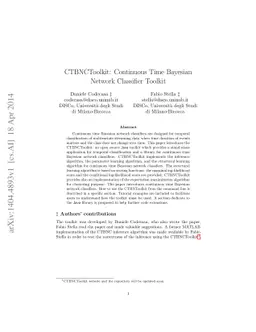 CTBNCToolkit: Continuous Time Bayesian Network Classifier Toolkit