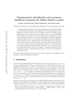 Nonparametric identification and maximum likelihood estimation for
  hidden Markov model