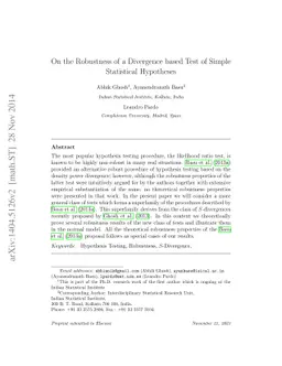 On the Robustness of a Divergence based Test of Simple Statistical
  Hypotheses