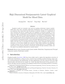 High Dimensional Semiparametric Latent Graphical Model for Mixed Data