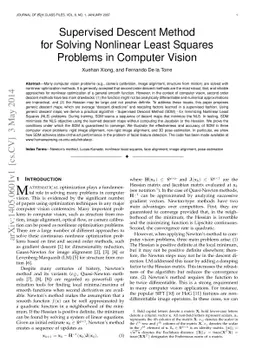 Supervised Descent Method for Solving Nonlinear Least Squares Problems
  in Computer Vision