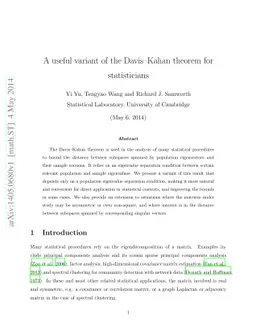 A useful variant of the Davis--Kahan theorem for statisticians