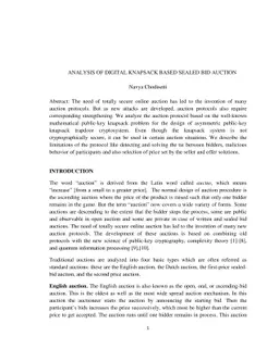 Analysis of Digital Knapsack Based Sealed Bid Auction