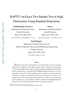 RAPTT: An Exact Two-Sample Test in High Dimensions Using Random
  Projections