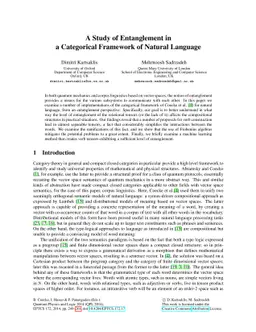 A Study of Entanglement in a Categorical Framework of Natural Language