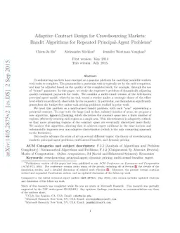 Adaptive Contract Design for Crowdsourcing Markets: Bandit Algorithms
  for Repeated Principal-Agent Problems