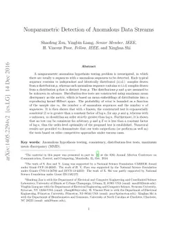 Nonparametric Detection of Anomalous Data Streams