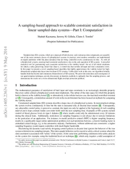 A sampling-based approach to scalable constraint satisfaction in linear
  sampled-data systems---Part I: Computation
